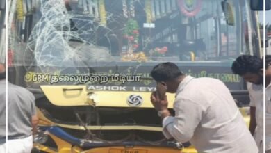 மணமேல்குடியில் அரசு பேருந்து இருசக்கர வாகனம் நேருக்கு நேர் மோதி கோர விபத்து; இருவர் சம்பவ இடத்திலேயே உயிரிழப்பு.